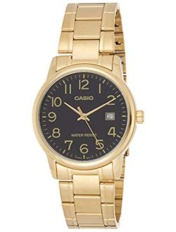 #MTP-V002G-1B Men's Standard Analog Gold Tone Stainless Steel Date Watch