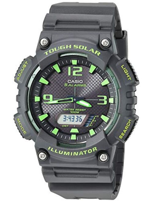 Casio Men's Tough Solar Stainless Steel Quartz Watch with Resin Strap, Black, 27 (Model: AQ-S810W-8A3VCF)