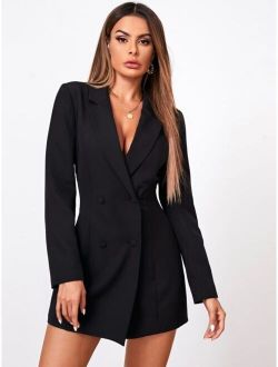 Plunging Double-Breasted Mini Blazer Dress