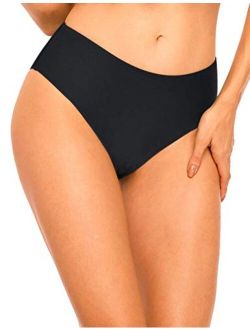 Women's High Waisted Bikini Bottom Solid Swimsuits Swim Briefs Classic Tankini Bottom Swim Shorts
