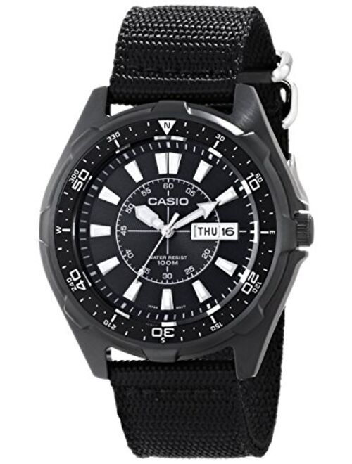 Casio Men's AMW110-1AV Classic Stainless Steel Watch With Black Nylon Band