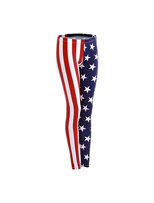 Alexandra Collection Women's Patriotic American Flag USA Athletic Workout Leggings