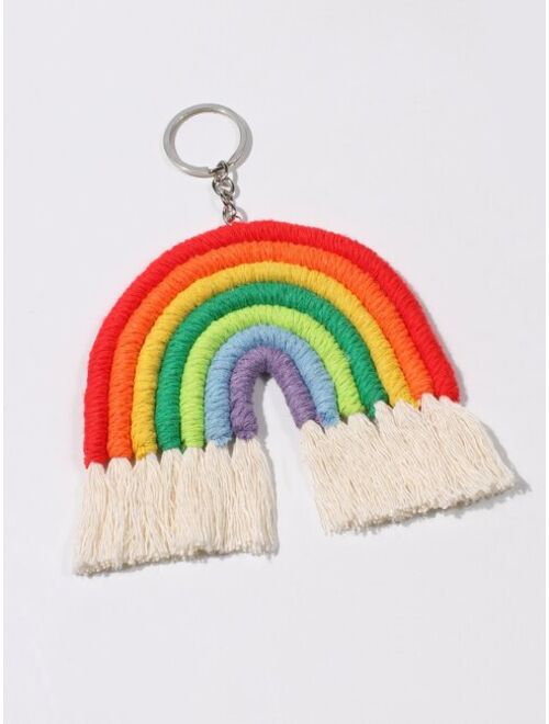Shein Rainbow Tassel Charm Keychain