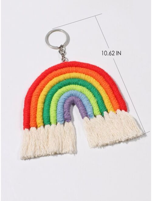 Shein Rainbow Tassel Charm Keychain