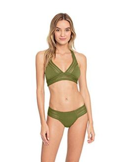Robin Piccone Women's Perla Mixed Crochet Halter Bikini Top