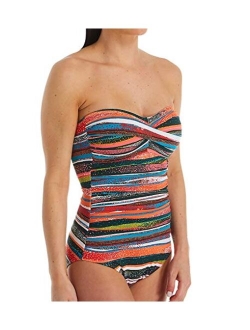 Women's Twist Front Shirred One Piece Swimsuit