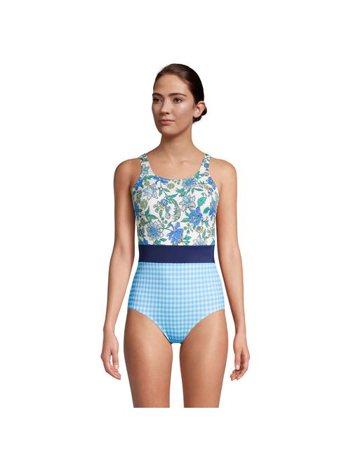 Women's Lands' End Tugless Sporty Chlorine Resistant One-Piece Swimsuit