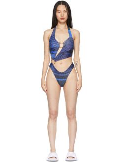 Louisa Ballou SSENSE Exclusive Black & Blue Sex Wax One-Piece Swimsuit