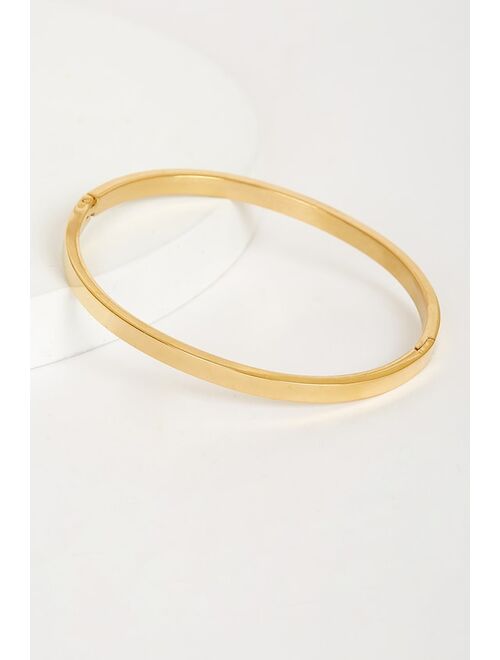 Lulus Hang Onto Love 14KT Gold Bangle Bracelet