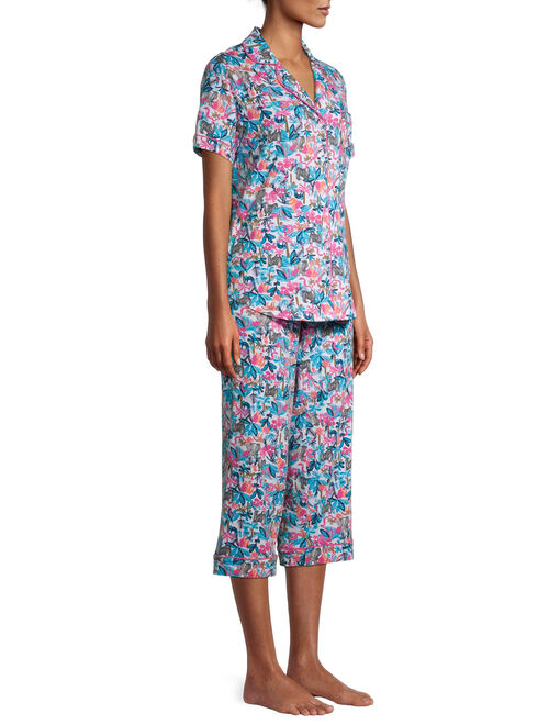 Secret Treasures Women's and Women's Plus Notch Collar and Capri Pants Pajama Set, 2-Piece
