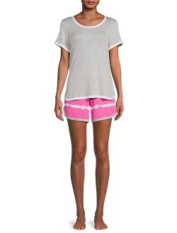 Essentials Women's and Women's Plus T-Shirt and Shorts PJ Set, 2-Piece
