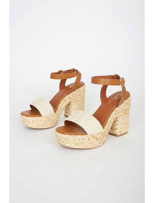 Lulus Eviee Ivory Raffia Platform Sandals