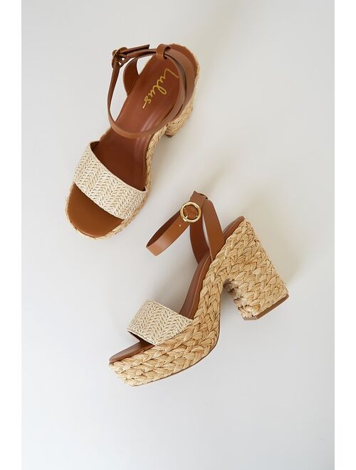 Lulus Eviee Ivory Raffia Platform Sandals