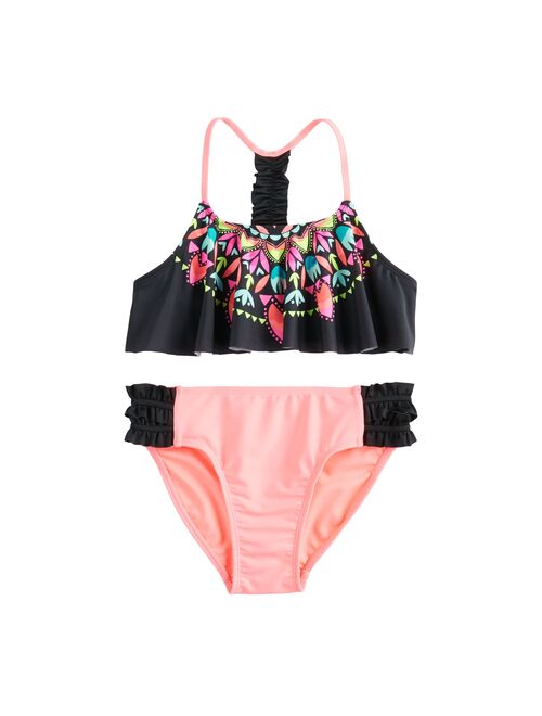 Girls 7-16 SO® Flounce Floral Bikini and Bottoms Swimsuit Set