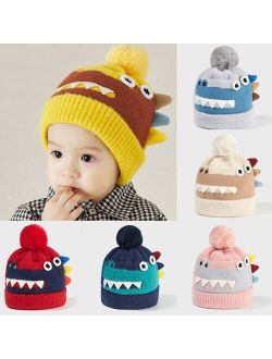 Hat 2021 Baby Newborn Infant Baby Boys Girls Warm Knit Crochet Dinosaur Hat Pompon Beanie Cap шапка шапка