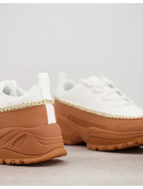 ASOS DESIGN Danielle chain chunky sneakers in white & gum