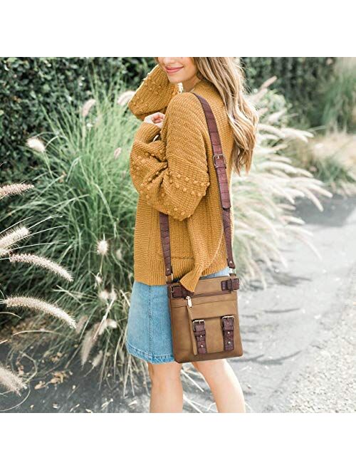 Dasein Women Lightweight Crossbody Bags Soft Vegan Leather Messenger Bag Shoulder Bag Travel Purse