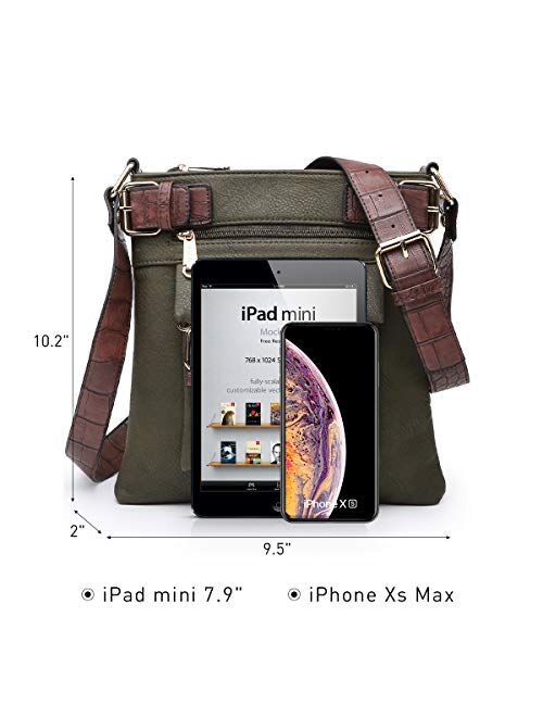 Dasein Women Lightweight Crossbody Bags Soft Vegan Leather Messenger Bag Shoulder Bag Travel Purse