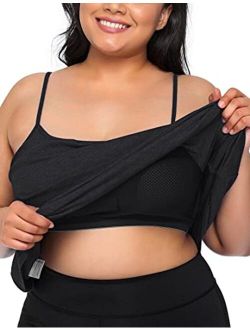 Lafaris Plus Size Workout Tank Tops with Built in Bra Camisole for Women M-4XL
