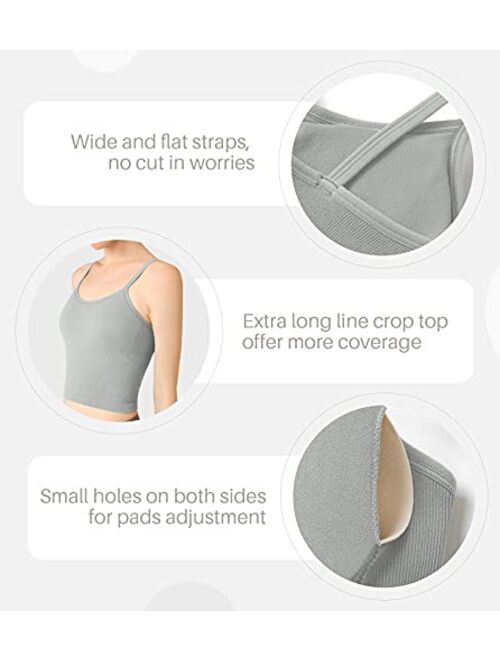 light & leaf 2 Pack Ribbed Sports Bras for Women Seamless Crop Tank Tops with Built in Bra Workout Activewear