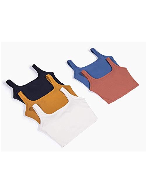 KIKIWING Women's Seamless Sports Bra Workout Crop Top Tank Tops for Women Long Lined Sports Bra Ribbed Crop Top Fitness
