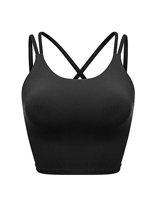 VORCY Womens Padded Sports Bra Fitness Workout Running Camisole Crop Top with Built in Bra