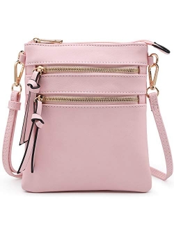 Crossbody Bag Lightweight Shoulder Purse Functional Handbag Multi Pocket Vegan Leather