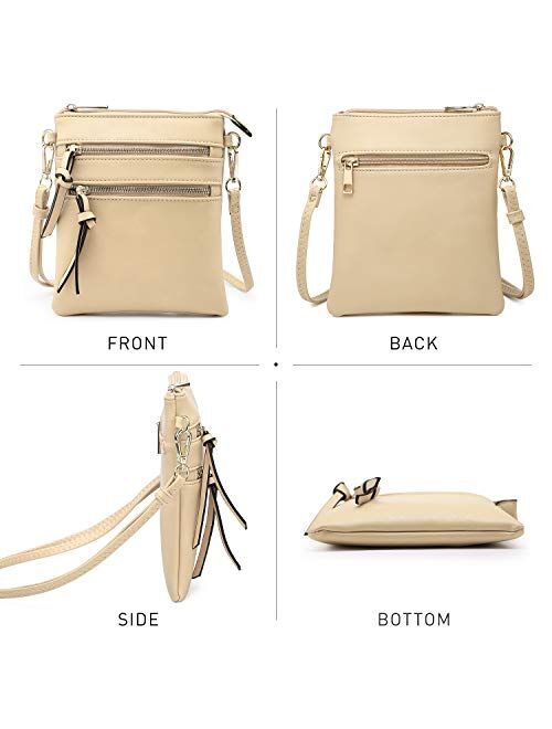 Dasein Crossbody Bag Lightweight Shoulder Purse Functional Handbag Multi Pocket Vegan Leather
