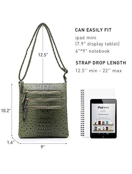 Dasein Women Functional Multi Pocket Crossbody Bag Lightweight Travel Shoulder Bag