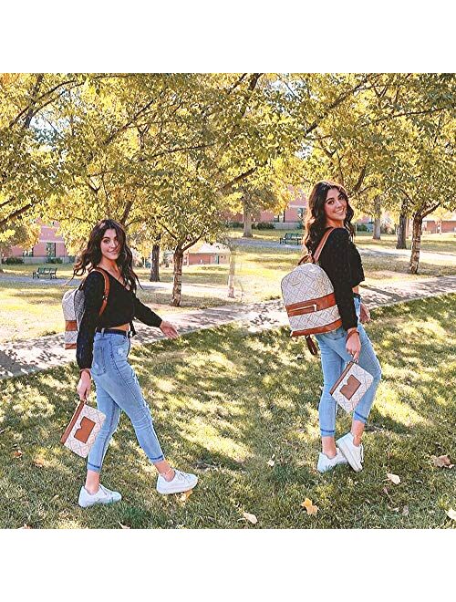 Dasein Womens Backpack Purse Casual Travel School Daypack with Matching Wristlet 2Pcs Set