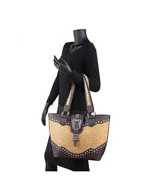 Dasein Designer Western Style Rhinestone Belt Buckle Camo Women's Tote Handbag Perfect Shoulder Bag