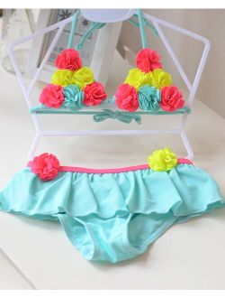 GCWHFL Floral Cute Kids Baby Girl Bikini Sets Swimsuit Swimwear Bathing Suits Toddler Swimming Costume Kids Two-pieces Beach Biquini