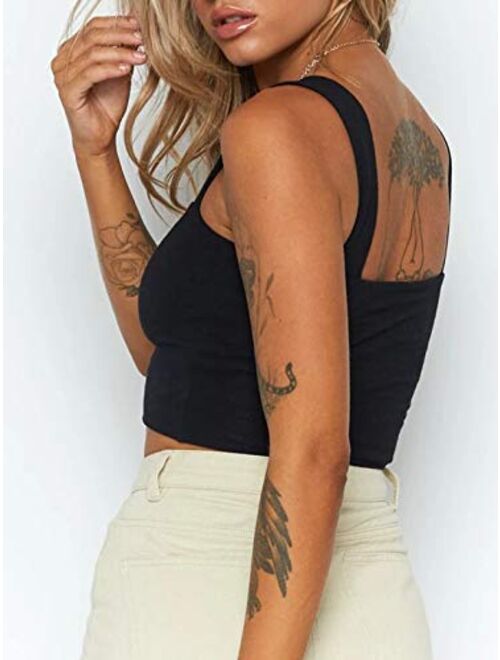Umeko Womens Sports Bras Workout Tank Tops Yoga Basic Sleeveless Removable Padded Crop Top Built in Bra Shirts