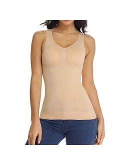 Shapewear Tank Top with Built in Bra Slimming Cami Shaper Compression Top for Women Tummy Control Camisole
