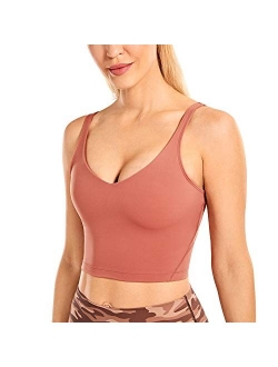 Women's Longline Sports Bra Wirefree Padded Yoga Bras Workout Running Crop Tank Tops
