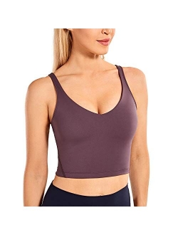Women's Longline Sports Bra Wirefree Padded Yoga Bras Workout Running Crop Tank Tops