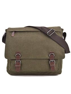 Large Vintage Canvas Messenger Shoulder Bag Crossbody Bookbag Business Bag for 15inch Laptop