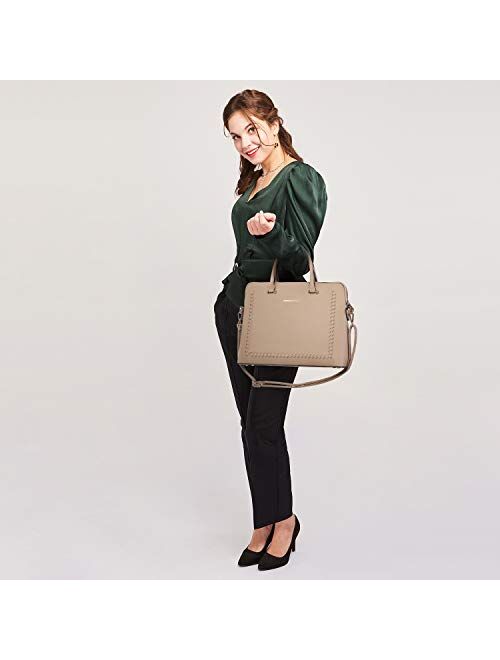 Dasein Women Slim Large Handbag Purse Vegan Leather Work Bag Tote Shoulder Bag w/Matching Clutch