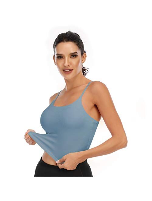 TASADA V-Neck Sports Bras for Women - Wirefree Padded Yoga Bra Running Workout Aesthetic Crop Tank Tops