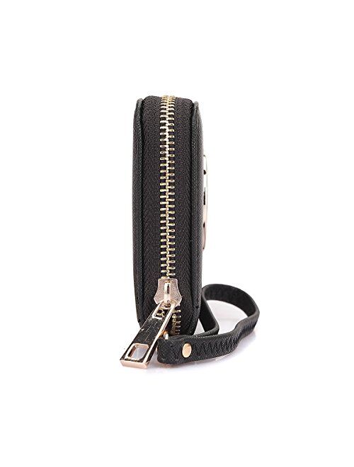 Dasein Lady Women Fashion Clutch Collection Zip Around Emblem Long Wallet Purse w/Removable Wrist Strap