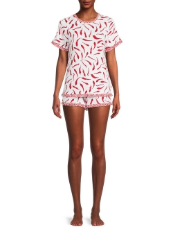 Women's and Women's Plus Knit Shorty Pajama Set, 2-Piece