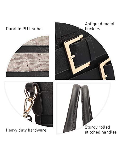 DASEIN Women Large Fashion Handbag Top Handle Tote Bag Shoulder Bag w/Decorative Buckle Design