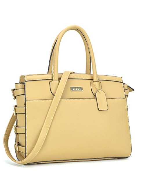 DASEIN Womens Fashion Top Handle Tote Bag Side Buckle Satchel Handbag for Work Shopping