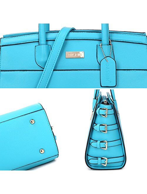 DASEIN Womens Fashion Top Handle Tote Bag Side Buckle Satchel Handbag for Work Shopping