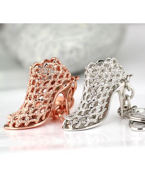 10PCS/Lot High-heeled Shoe  Keychain Creative Fashion Refinement Beauty Lady Gift Hollow Shoes Keyring Key Chain Ring Keyfob
