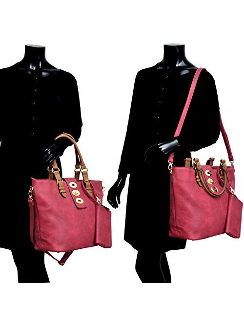Dasein Womens Large Twist Lock Tote Shoulder Bag Top Handle Handbag Purse