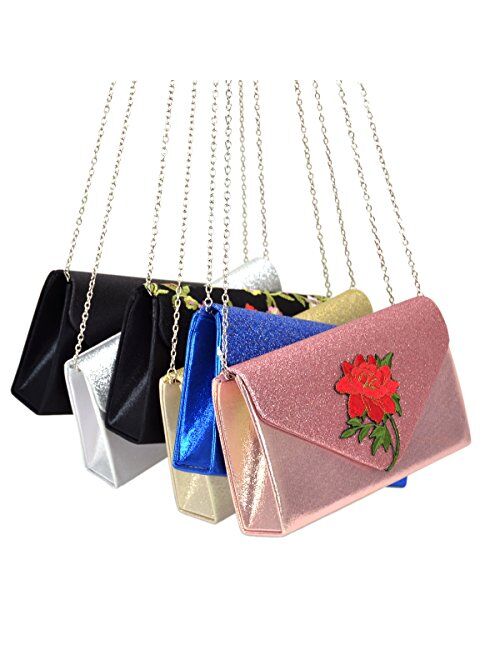 Dasein Women Flower Evening Bags Clutch Handbags Wedding Party Prom Envelope Purses