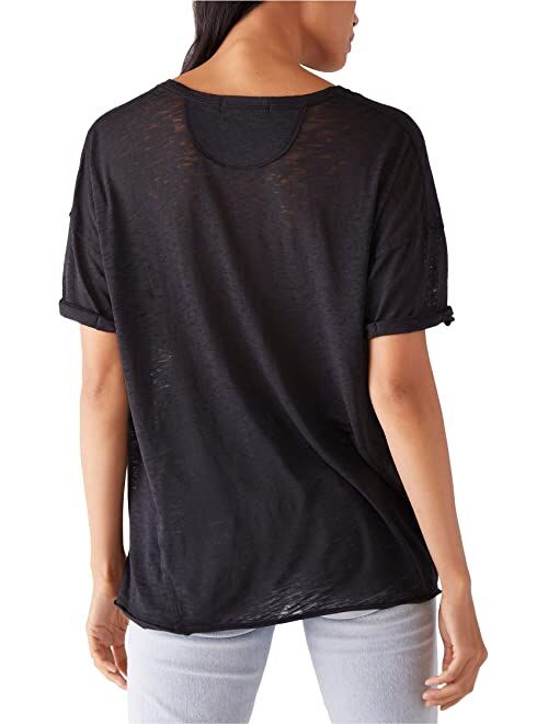 Free People Cotton And Polyester Short sleeve With Scoop Neck Top