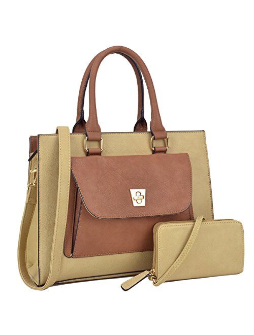 Dasein Handbags for Women Leather Tote Purses Satchel Handbags Colorblock Briefcases