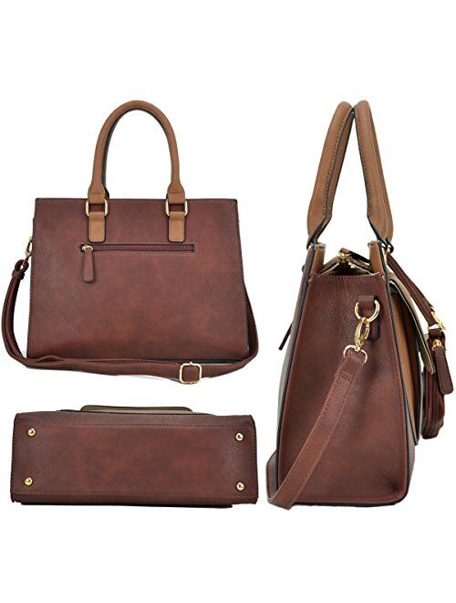Dasein Handbags for Women Leather Tote Purses Satchel Handbags Colorblock Briefcases
